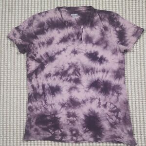 PINK Victoria's Secret Purple Tie-Dye Short Sleeve Notch Neck Tee